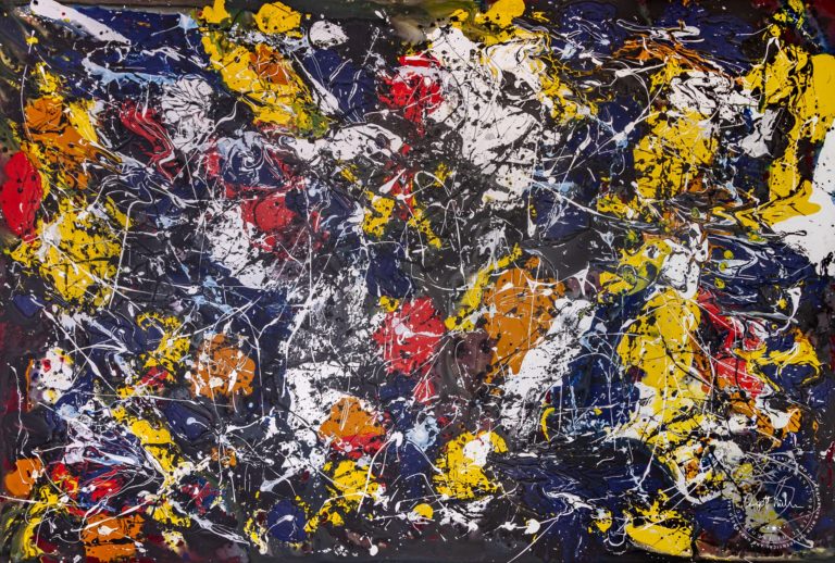 Artwork by Ingolf Kühn Flight of the Yellow Jacket Art-No 11009 acrylic on dibond 305x205 2018