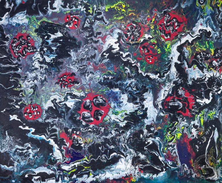 Artwork by Ingolf Kühn Spider Cave Art-No 11015 acrylic on dibond 150x125 2018