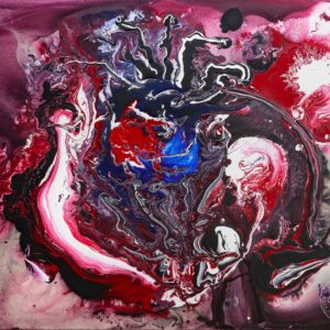 Artwork by Ingolf Kühn Underwater Eruption Art-No 11021 acrylic on dibond 125x100 2018