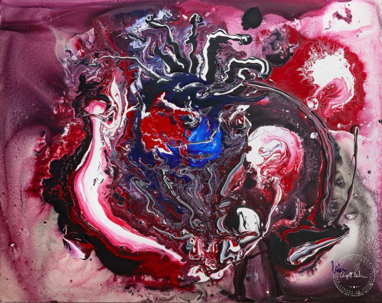 Artwork by Ingolf Kühn Underwater Eruption Art-No 11021 acrylic on dibond 125x100 2018