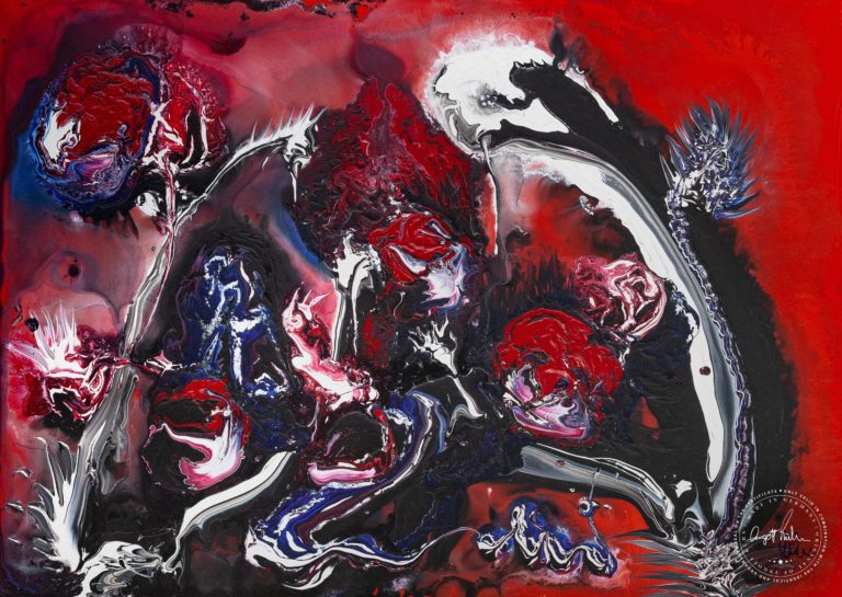Artwork by Ingolf Kühn Devils Dance Art-No 11022 acrylic on dibond 125x90 2018