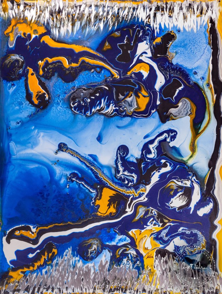 Artwork by Ingolf Kühn Cave Waterfall Art-No 11030 acrylic on dibond 79x104 2018