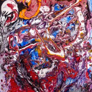 Artwork by Ingolf Kühn Bloody Love Art-No 11035 acrylic on dibond 79x104 2018