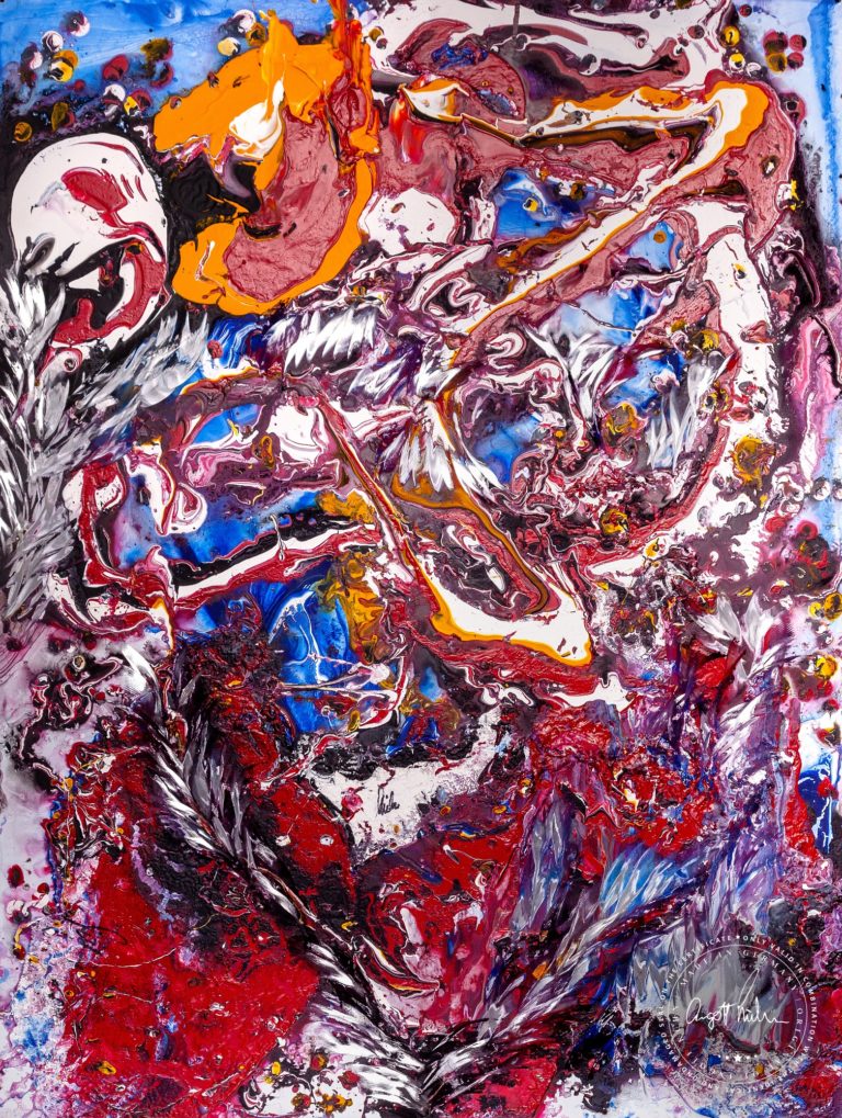 Artwork by Ingolf Kühn Bloody Love Art-No 11035 acrylic on dibond 79x104 2018