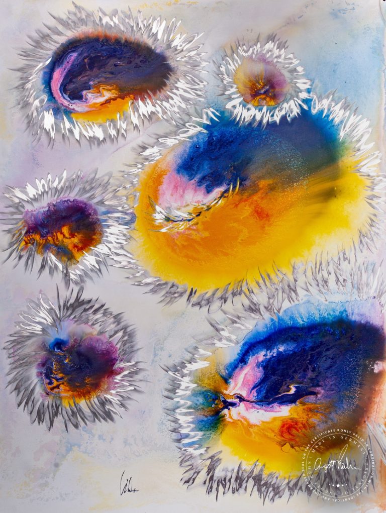 Artwork by Ingolf Kühn Puffers Art-No 11036 acrylic on dibond 79x104 2018