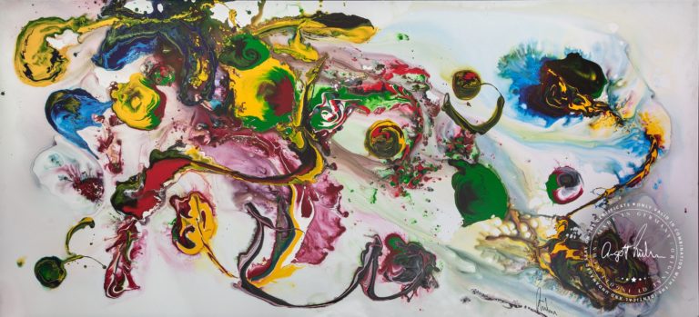 Artwork by Ingolf Kühn Leaf Pattern Art-No 11039 acrylic on dibond 320x150 2018