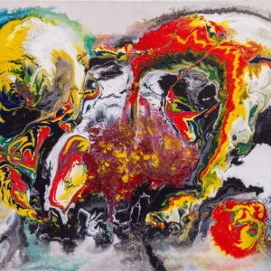 Artwork by Ingolf Kühn Fight with Fire Art-No 11046 acrylic on canvas 100x80 2012