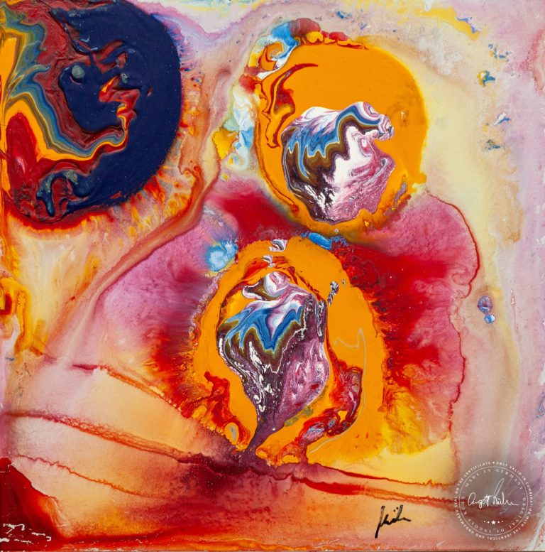 Artwork by Ingolf Kühn Exploding Stars Art-No 11054 acrylic on dibond 30x30 2018