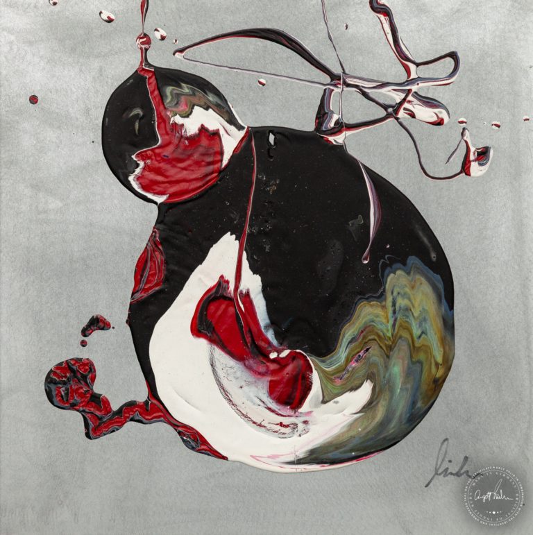 Artwork by Ingolf Kühn Slice of a Penguin Art-No 11070 acrylic on dibond 30x30 2019