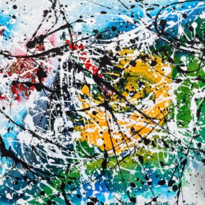 Artwork by Ingolf Three Things I Art-No 11077 acrylic on dibond 70 cm x 50 cm cm 2019