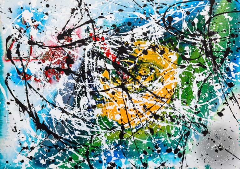 Artwork by Ingolf Three Things I Art-No 11077 acrylic on dibond 70 cm x 50 cm cm 2019