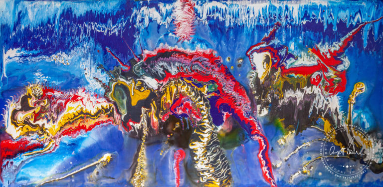 Artwork by Ingolf Kühn Sea Dragons Art-No 11080 acrylic on dibond 300x150 2014