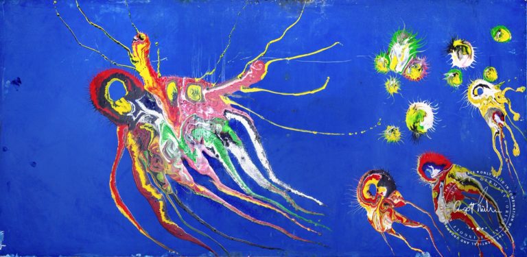 Artwork by Ingolf Travelling through the Deep Art-No 11081 acrylic on dibond 300 cm x 150 cm 2014