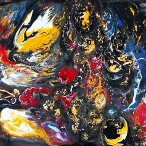 Artwork by Ingolf Kühn Lost in Space Art-No 11084 acrylic on dibond 400x150 2018