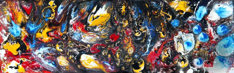 Artwork by Ingolf Kühn Lost in Space Art-No 11084 acrylic on dibond 400x150 2018