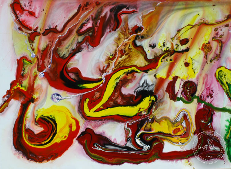 Artwork by Ingolf Kühn Inflamed Swan Art-No 12004 acrylic on dibond 206x150 2012